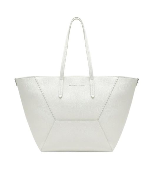Brunello Cucinelli White Double-Handle Shoulder Bag