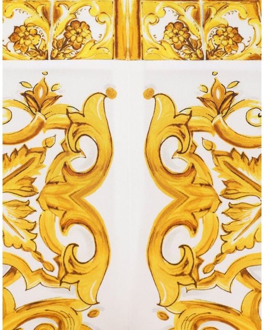 Dolce & Gabbana Metallic Majolica Trumpet-Leg Silk Pants