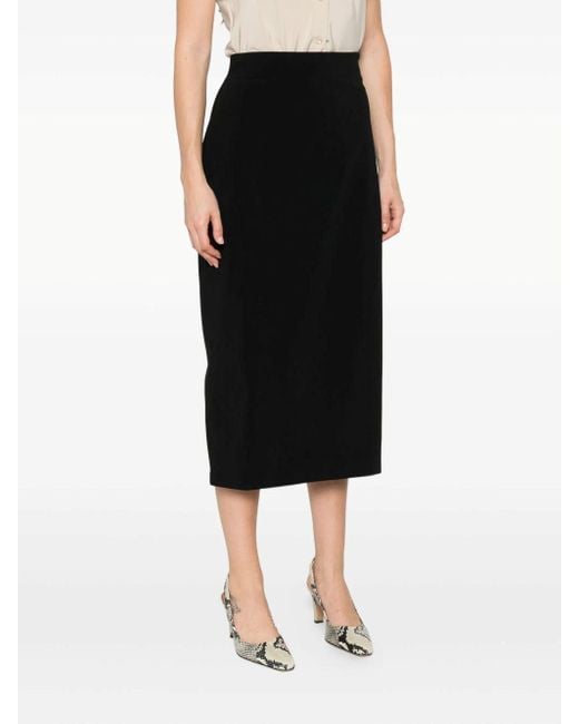 Alberta Ferretti Black Pencil Wool-Blend Skirt