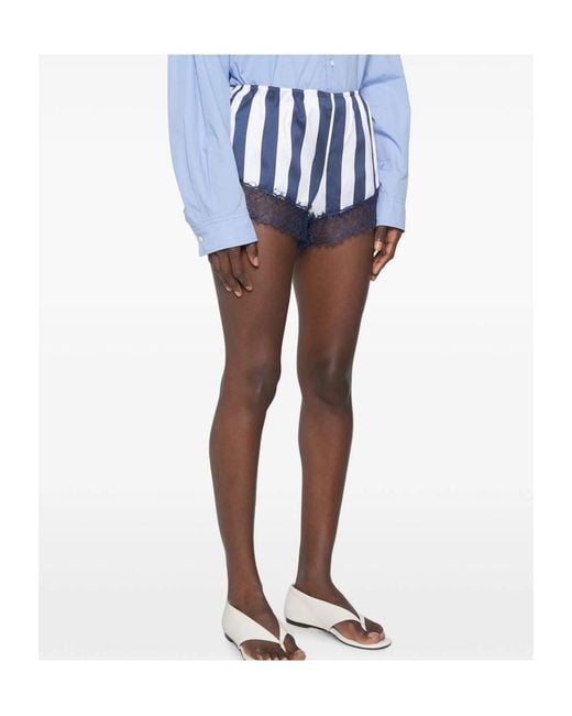 Frankie Shop Blue Striped Shorts