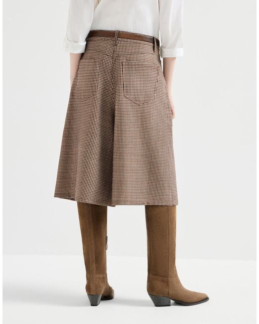 Brunello Cucinelli Brown Monili Houndstooth Wool Shorts