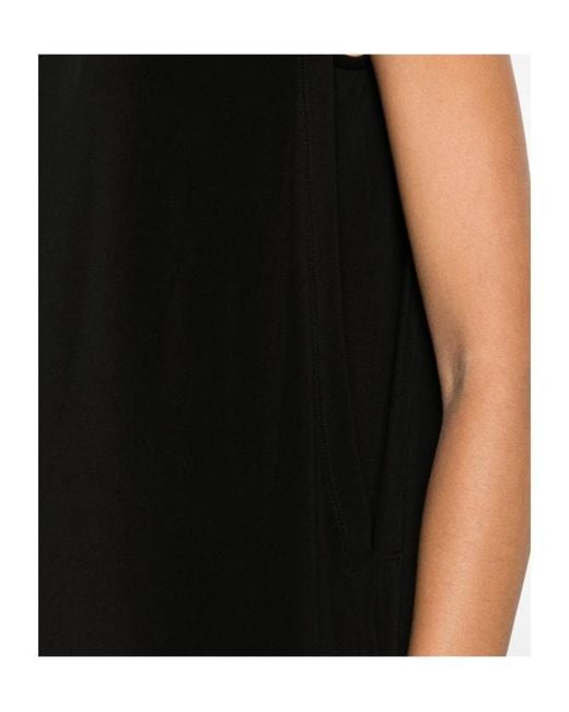 Issey Miyake Black Sleeveless Boat-Neck Midi Dress