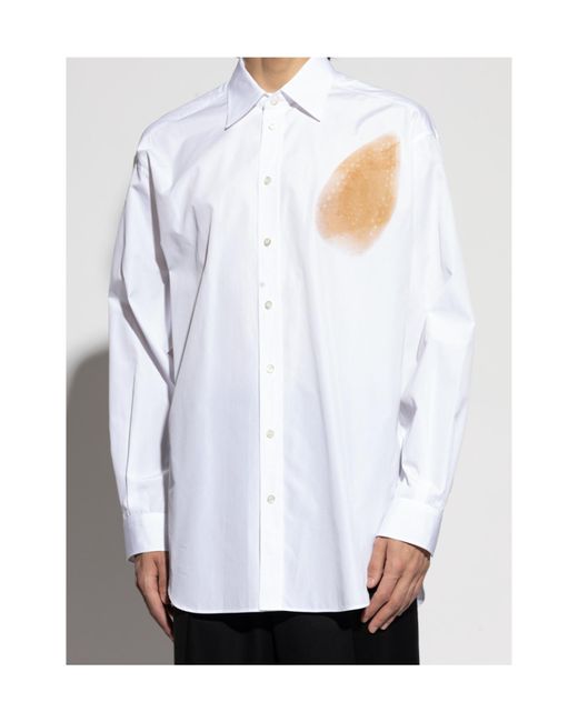 Moschino White Abstract Printed Long Sleeved Shirt for men