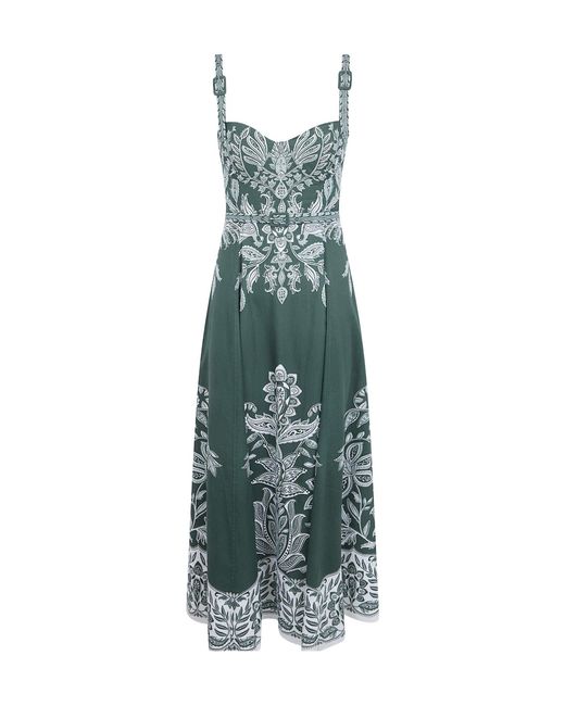 Farm Rio Green Printed Sweetheart Maxi Dress