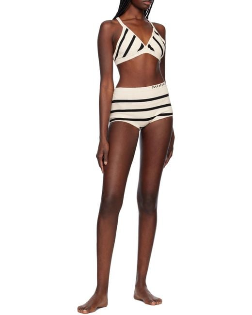 Moncler White Striped Bouclé Bikini