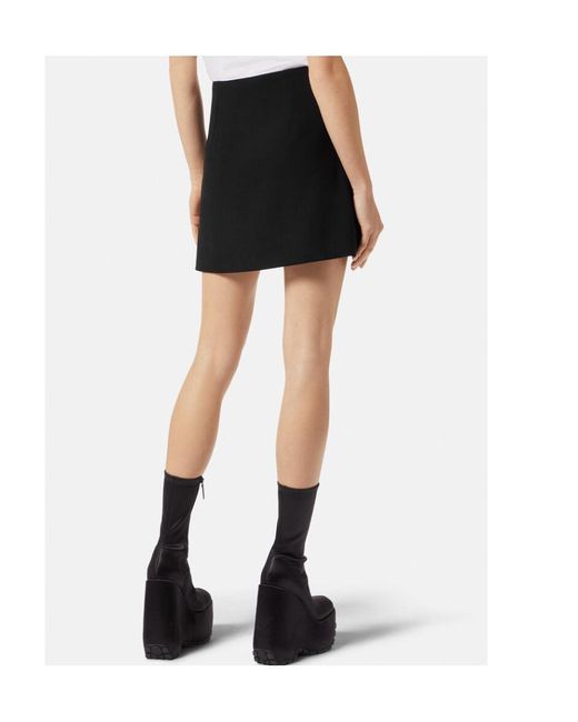 Versace Black Medusa A-Line Wool Skirt