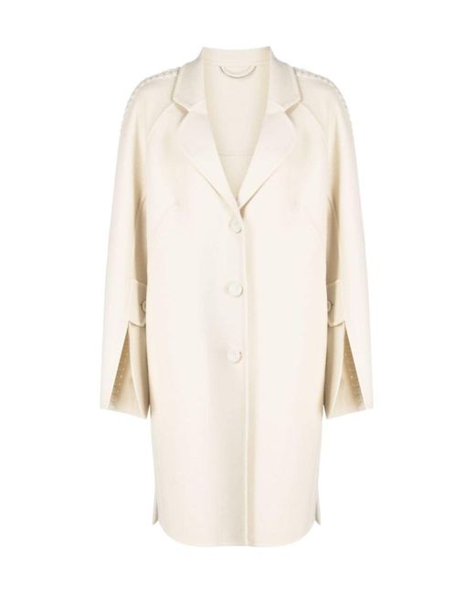 Ermanno Scervino Natural Notched-Lapels Wool Coat