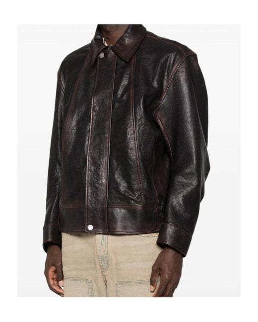 Golden Goose Deluxe Brand Black Leather Bomber Jacket for men