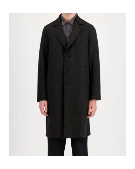 Harris Wharf London Black Overcoat Jacquard for men