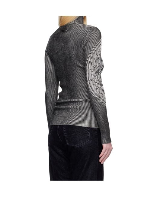 Jean Paul Gaultier Gray Laurel Stamp Jacquard Long-Sleeves Sweater for men