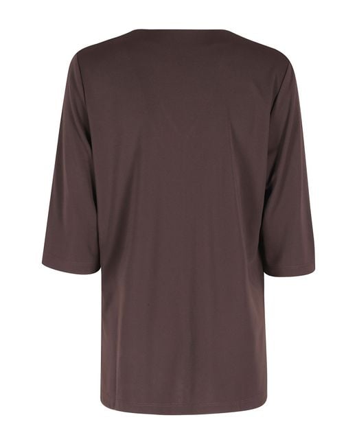 Seventy Brown V-Neck Half-Sleeve Knitted Top