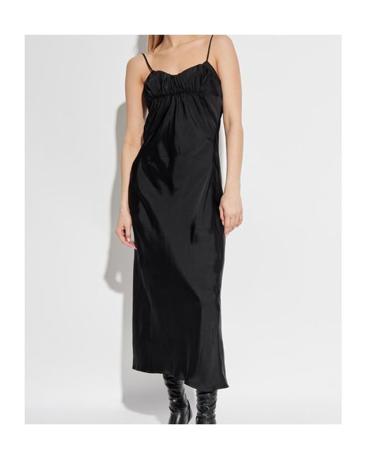 Jil Sander Black Spaghetti Strap Midi Dress