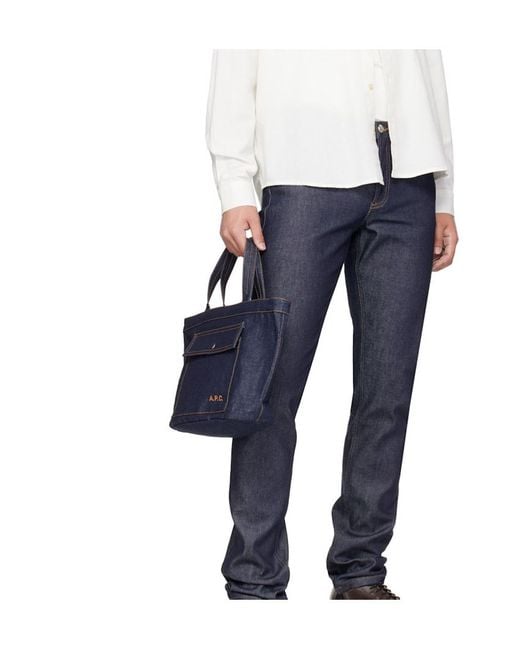 A.P.C. Blue Top Handle Tote Bag for men
