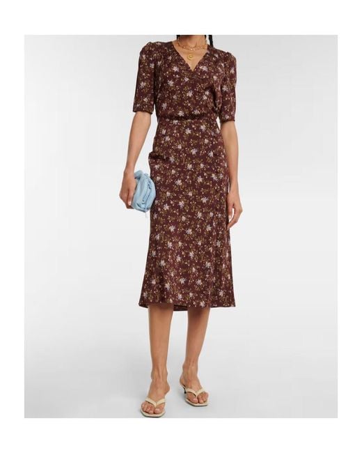 Veronica Beard Red Flower Pattern Printed Dress