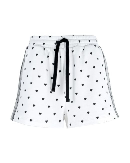 RED Valentino White Heart Printed Drawstring Shorts
