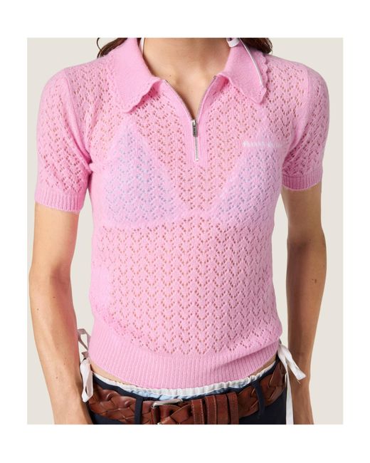 Miu Miu Pink Cashmere And Silk Polo Shirt