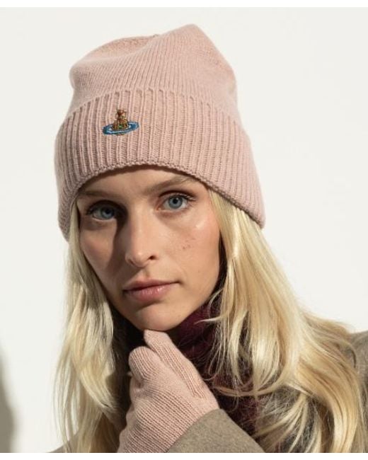 Vivienne Westwood Pink Logo Embroidered Beanie for men