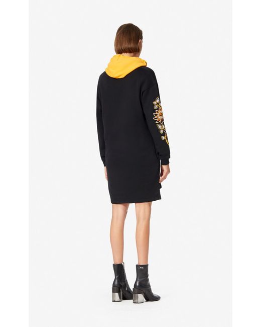 KENZO Black Embroidered Flower Logo Dress