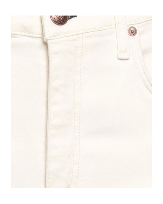 Rag & Bone White Solid Color Straight Leg Trousers With Fringe Hem