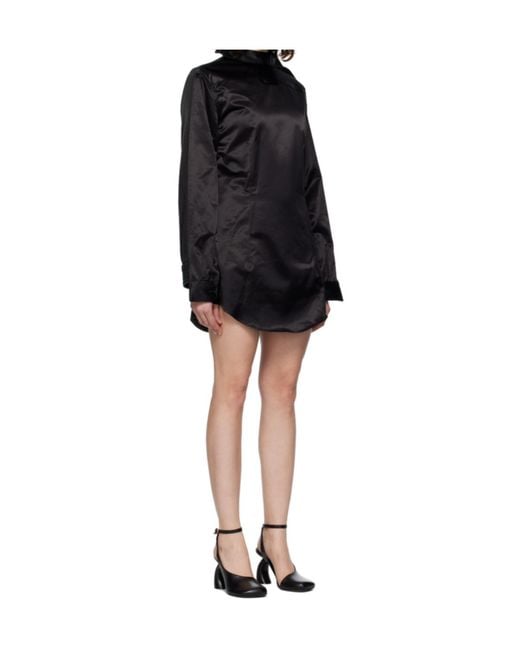 MM6 by Maison Margiela Black High-Neck Satin Dress
