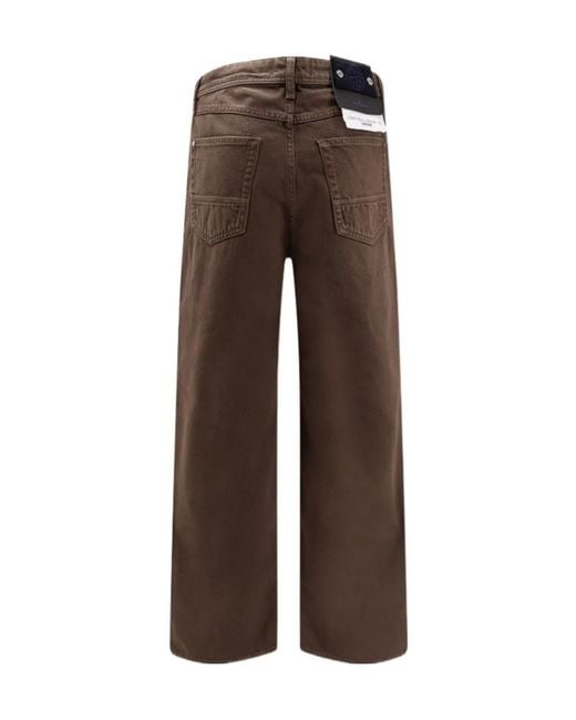 Stone Island Brown Logo Patch Straight-Leg Pants for men