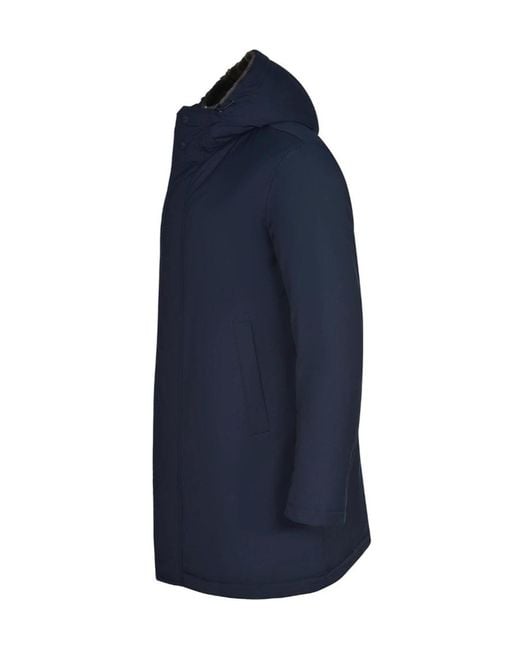 Herno Blue Light Faux Fur Hooded Long Parka for men