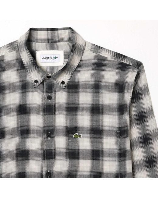 Lacoste Gray Regular Fit Flannel Shirt for men