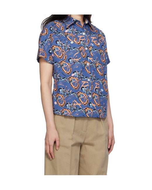 A.P.C. Blue Apc X Brain Dead Printed Shirt