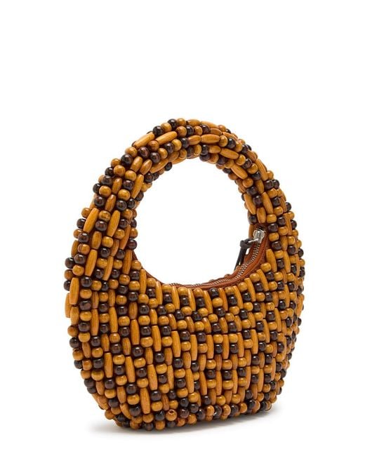 Staud Brown Reef Beaded Top Handle Bag