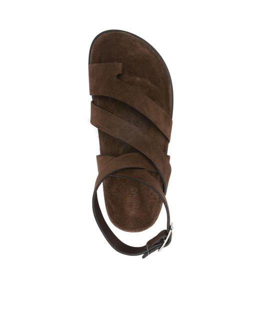 Alohas Brown Strappy Ankle-Strap Flat Sandals