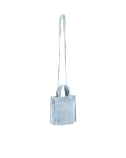 Acne Blue Logo Embossed Denim Tote Bag