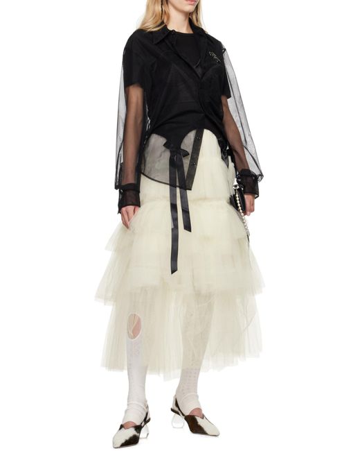 Simone Rocha Black Embellished Sheer Shirt