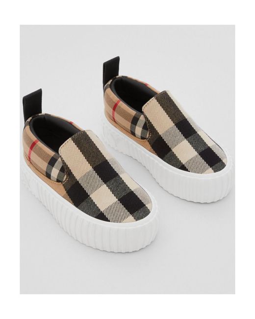 Burberry Brown Check-Pattern Slip-On Trainers