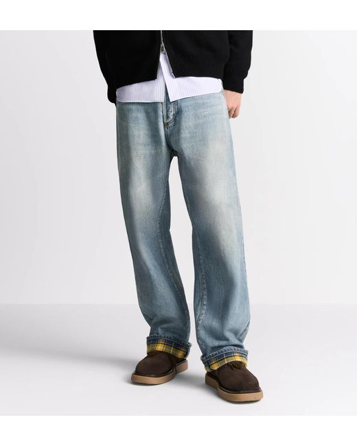 Dior Blue Logo Patch Straight-Leg Jeans for men