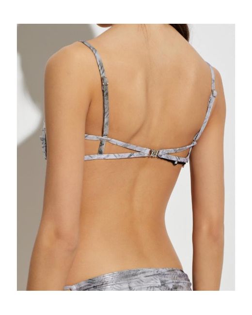 M I S B H V Gray Twisted Chain-Detail Bikini Top