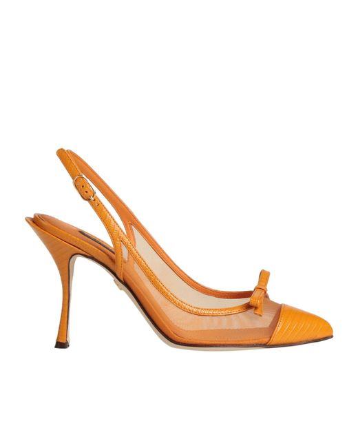 Dolce & Gabbana Brown Solid-Color Bow High Heels