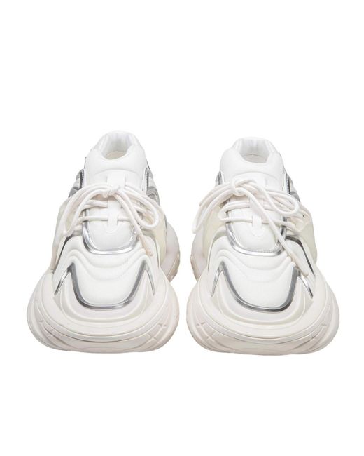 Balmain White Unicorn Wave Panelled Sneakers for men