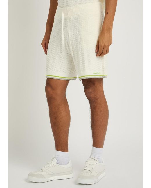 Casablanca Natural Tennis Striped Bouclé Shorts for men