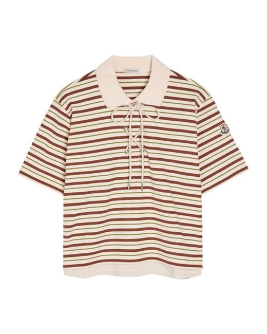 Moncler Natural Striped Cotton Polo Shirt