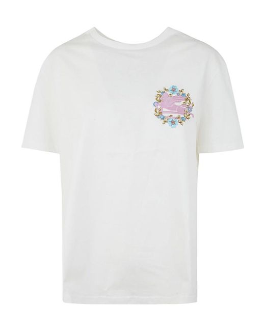 Etro White Pegaso Embroidered Crewneck T-Shirt