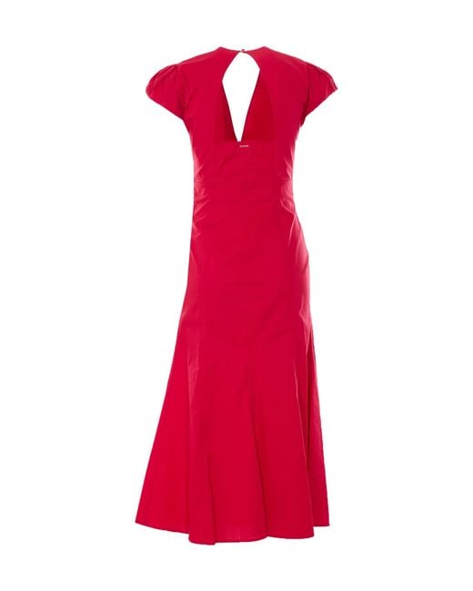 Twinset Red V-Neck Long Dress
