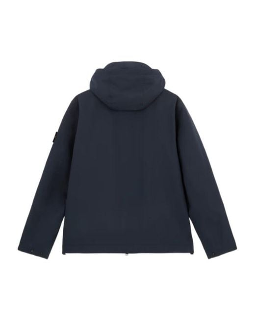 Stone Island Blue Zip-Up Hooded Jacket for men