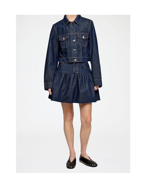 Ganni Blue Cropped Denim Jacket