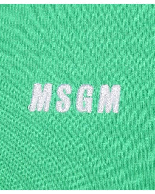 MSGM Green Logo Printed Cropped Top