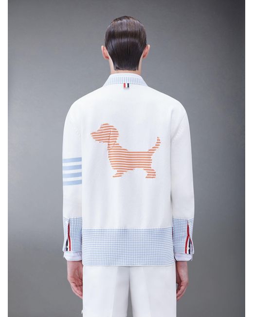 Thom Browne White Hector Intarsia Cardigan for men