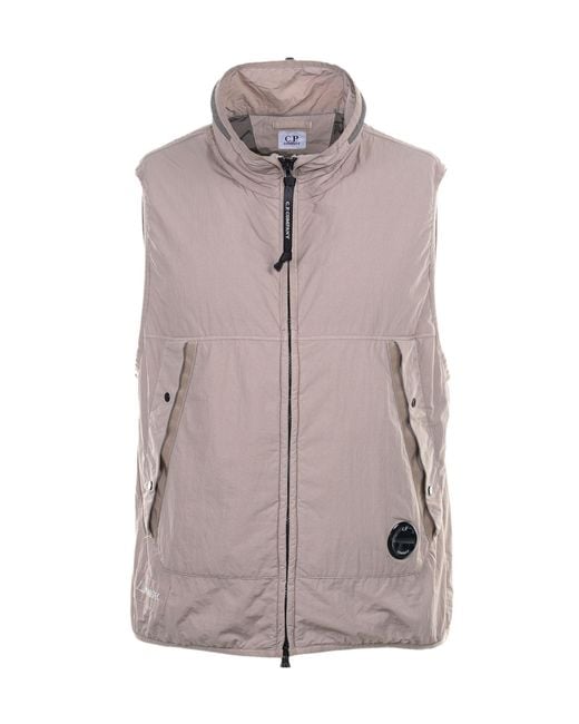C P Company Gray Standing Collar Vest for men