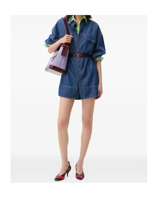 Versace Blue Chambray Denim Mini Dress