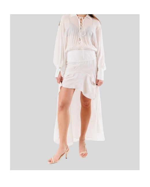 Patrizia Pepe White Lace-Trim High-Low Dress