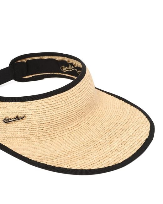 Borsalino Natural Jenny Logo-Plaque Straw Visor