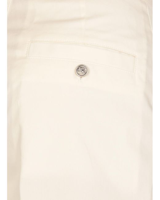 Etro White High Waist Button Detailed Shorts